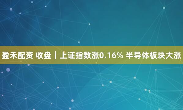 盈禾配资 收盘｜上证指数涨0.16% 半导体板块大涨